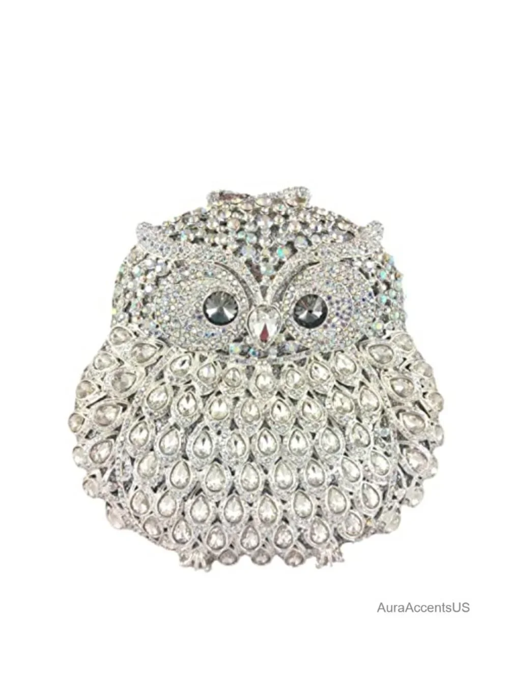 Mini Owl Crystal Clutch Evening Bag with Rhinestones and Chain Strap